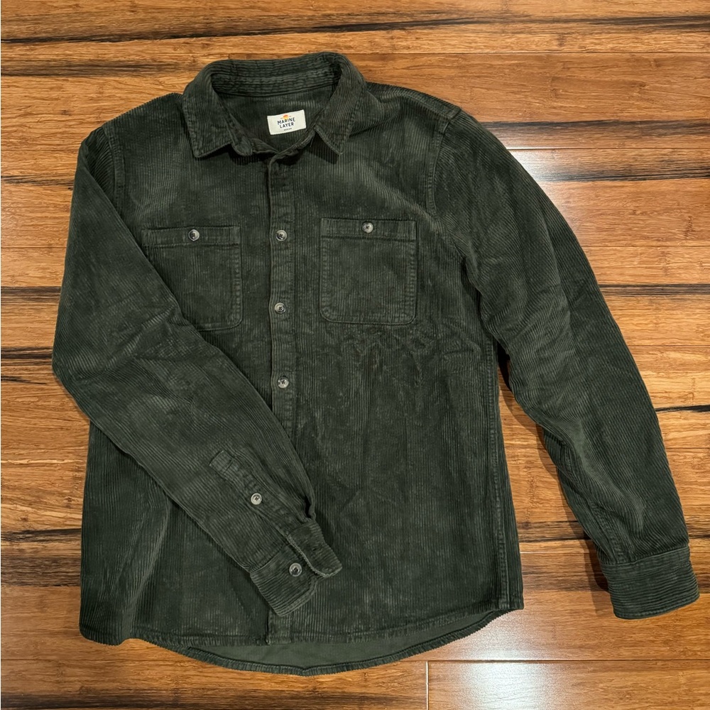 Marine Layer Corduroy Shirt in Moss Green